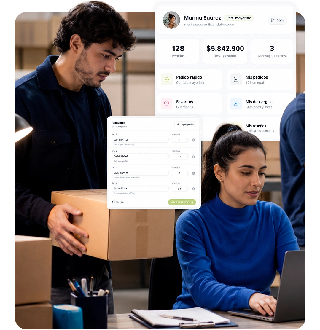 Experiencia de recompra para clientes mayoristas
