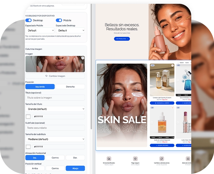 Tienda en desarrollo preparada en Wendo antes de entregarla al cliente