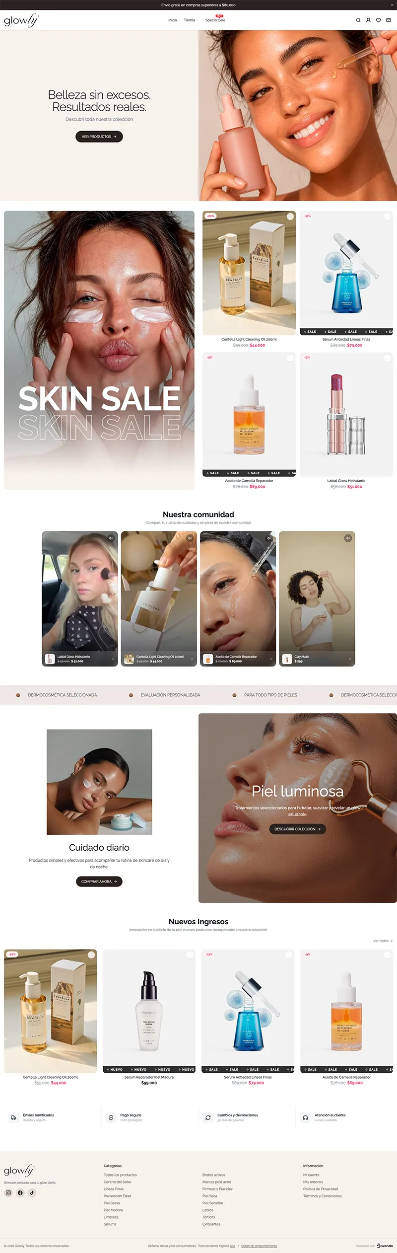 Template Glowly disponible en Wendo