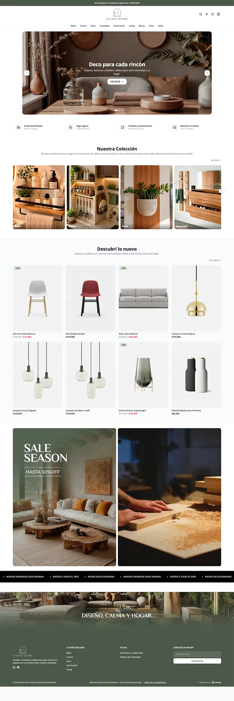 Template Oasis disponible en Wendo