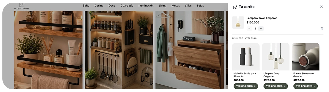 Cross selling configurado en Wendo
