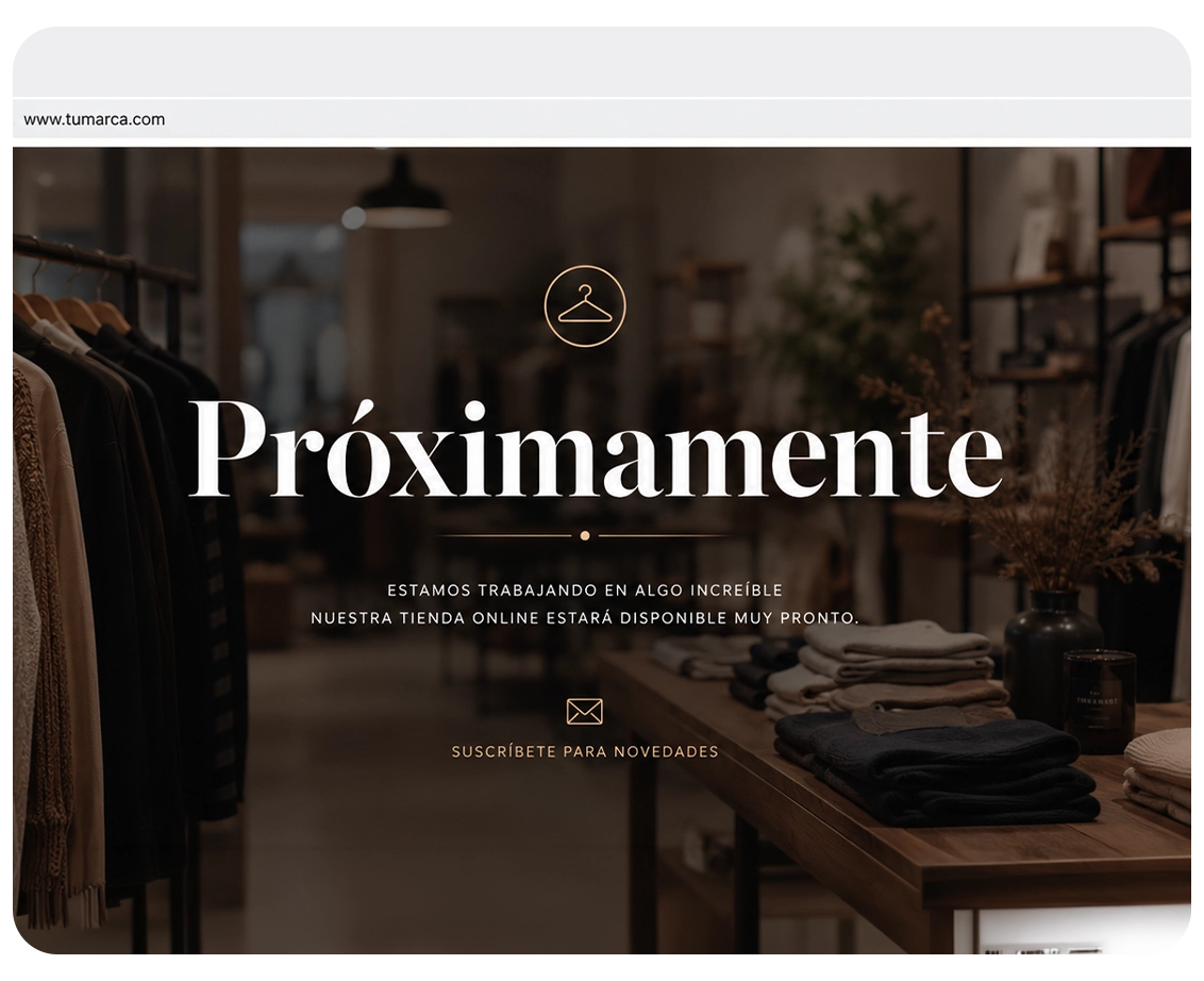 Página temporal de una tienda online en preparación