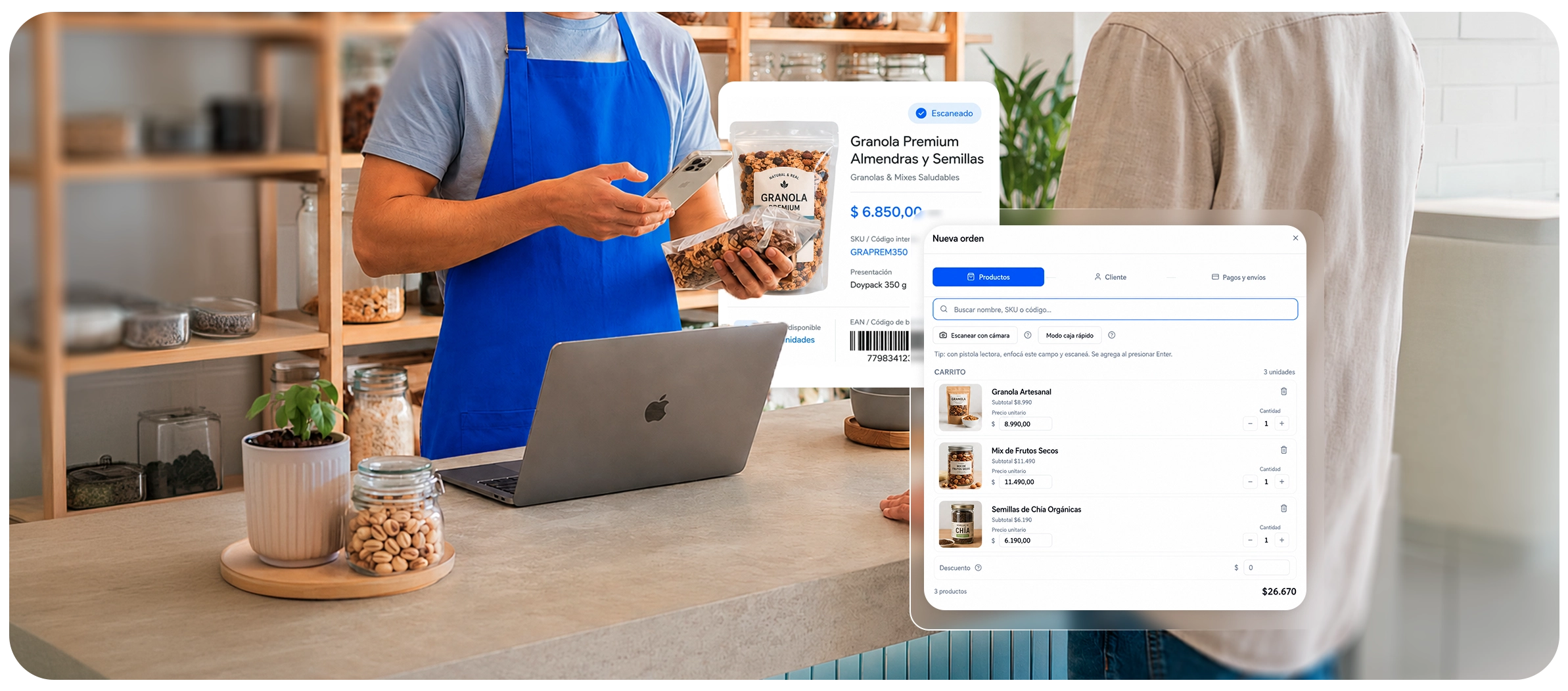 Carga de ventas de mostrador con productos y pedidos en Wendo