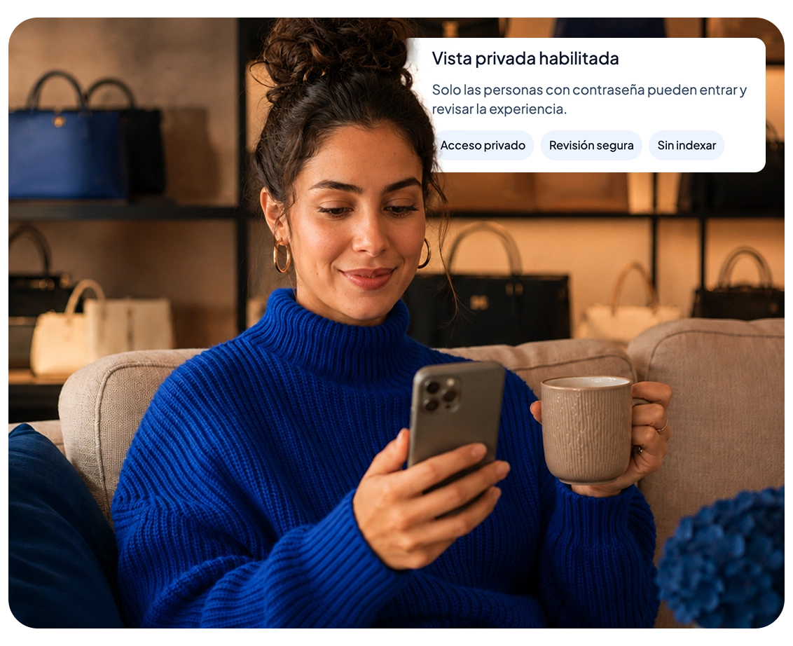 Vista protegida de una tienda online antes de publicar